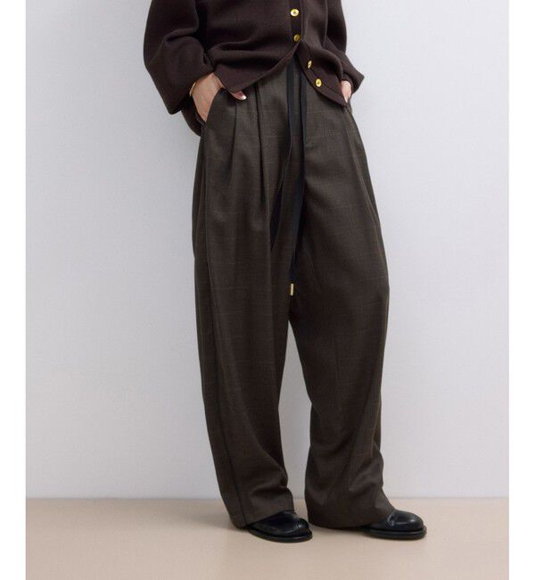 ADAM ET ROPE'「【WEB限定】チェックバレルパンツ」|チノ|ブラウン系(21)