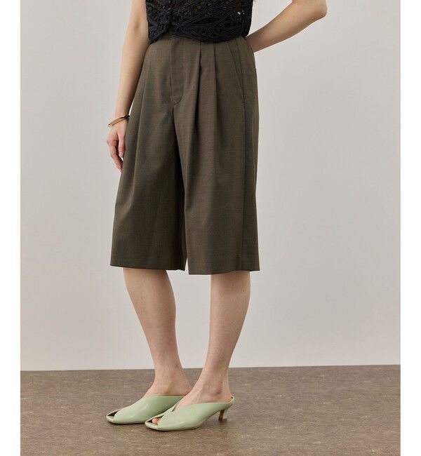 ADAM ET ROPE'「【サステナブル】アジャストハーフパンツ」|チノ|ブラウン系(24)