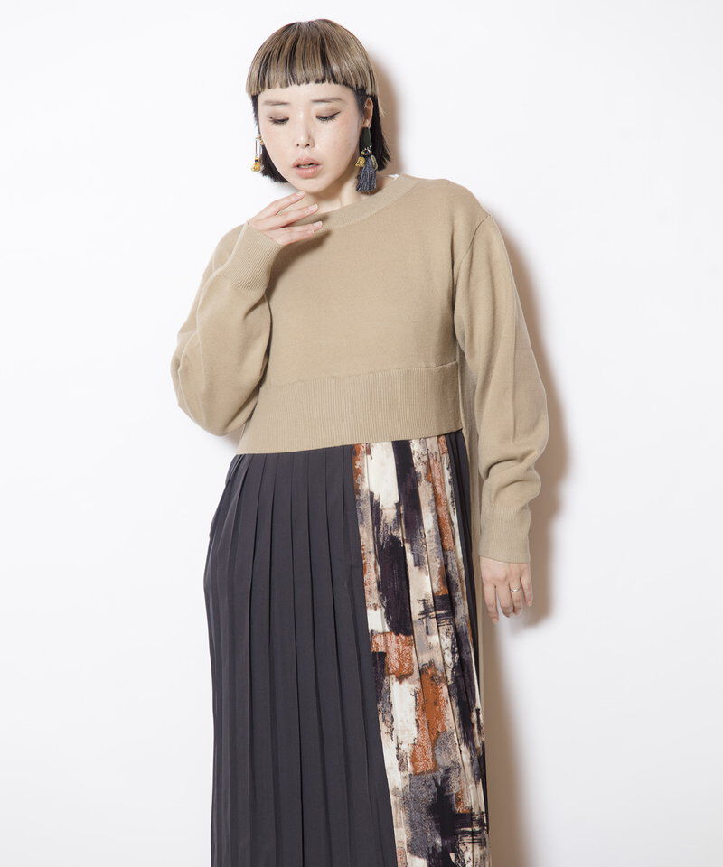  「2WAYバックプリーツニットカーディガン」|ワンピース|