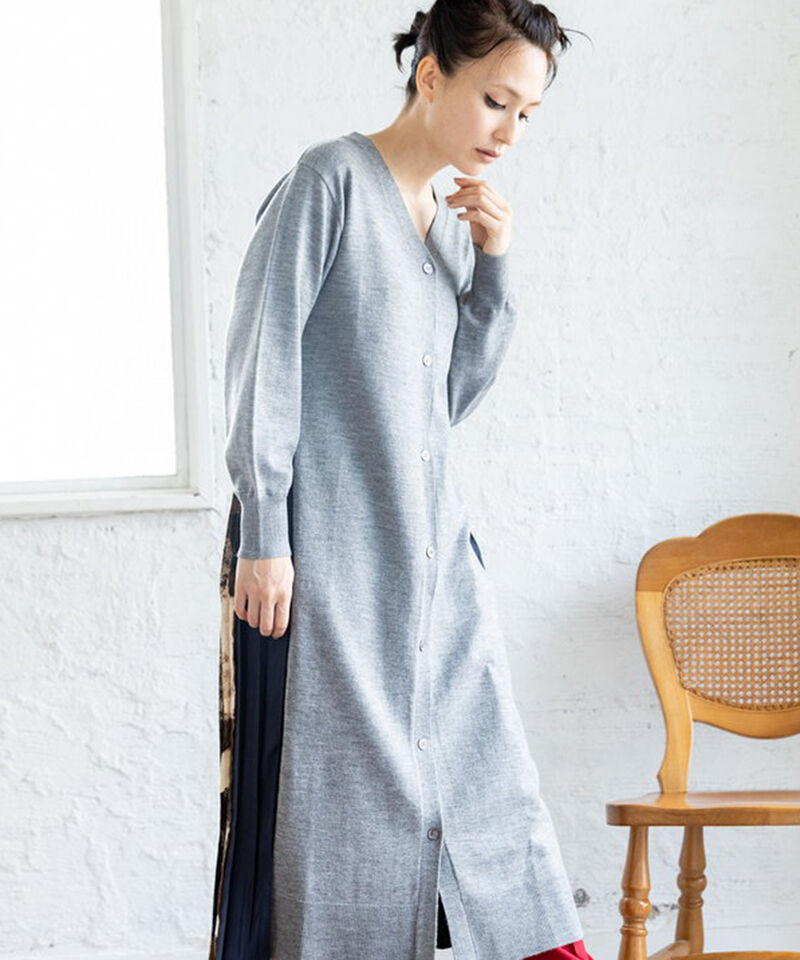  「2WAYバックプリーツニットカーディガン」|ワンピース|GRAY