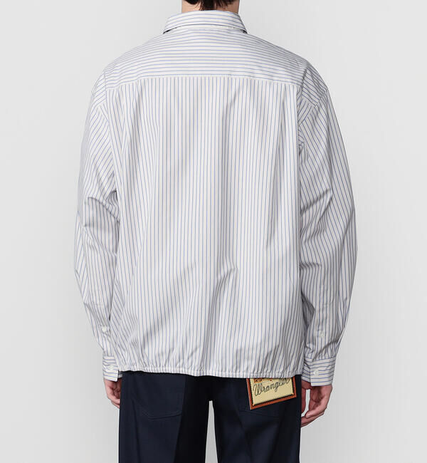 GYMPHLEX「Gymphlex | コットンポプリン ストライプ 長袖ギャザーシャツ MEN」|シャツ・ブラウス|