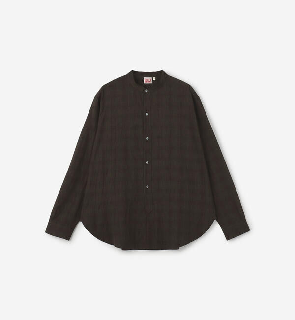  「INDIA INDUSTRY | ファインラインチェック バンドカラーシャツ MEN」|シャツ・ブラウス|