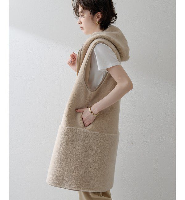 THE PAUSE「【THE PAUSE】ボアフードロングジレ」|ベスト・ジレ|