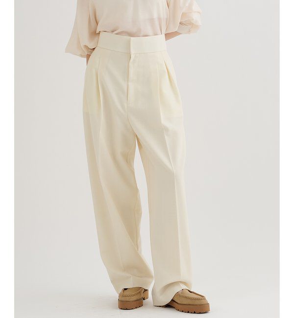  「ハイウエストタックパンツ」|チノ|オフホワイト