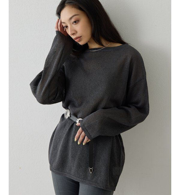  「ボートネックペーパーヤーンプルオーバー」|ニット・セーター|