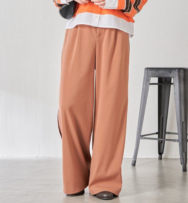  「サイドベロア裾ドロストパンツ」|チノ|