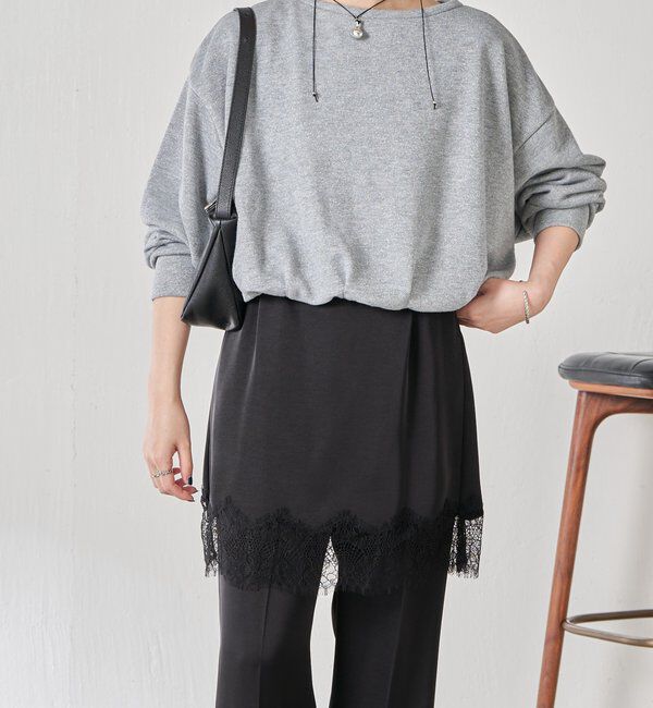  「【セットアイテム】サテンレースレイヤードパンツ/レイヤード」|チノ|