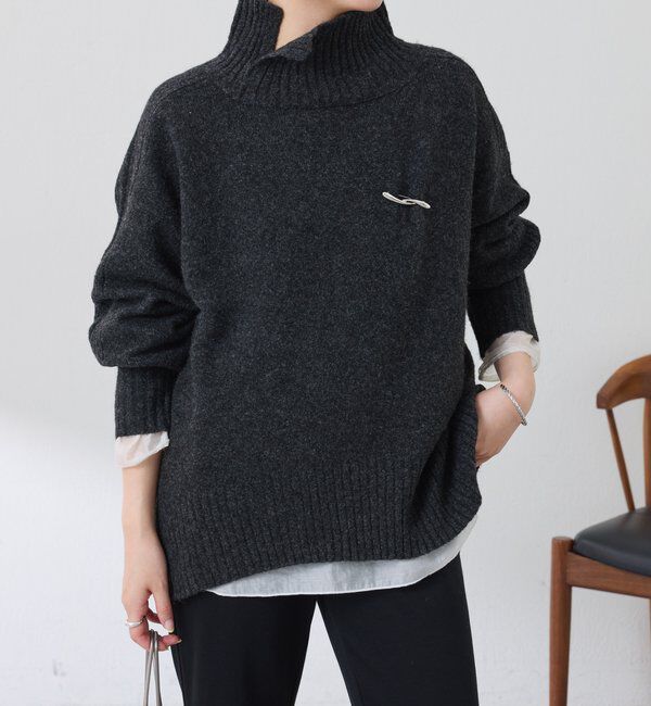  「ウール混スリットタートルニット」|ニット・セーター|