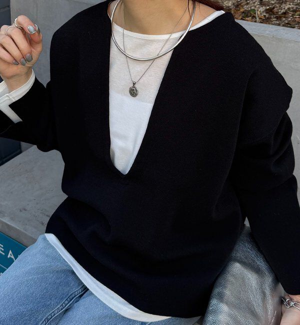  「Vネックバスクニット」|ニット・セーター|