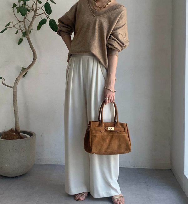  「【累計販売数3万枚突破/23色4サイズ展開！】タックワイドパンツ」|チノ|