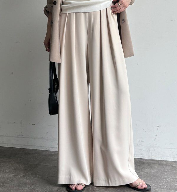  「【累計販売数3万枚突破/23色4サイズ展開！】タックワイドパンツ」|チノ|