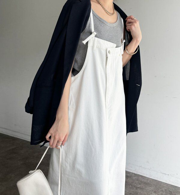  「裾フリンジデニムジャンスカ」|ワンピース|