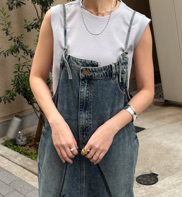  「裾フリンジデニムジャンスカ」|ワンピース|