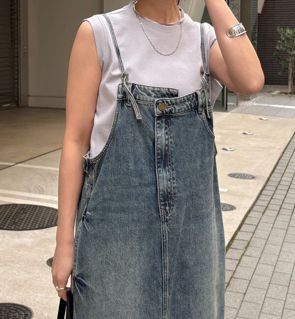  「裾フリンジデニムジャンスカ」|ワンピース|