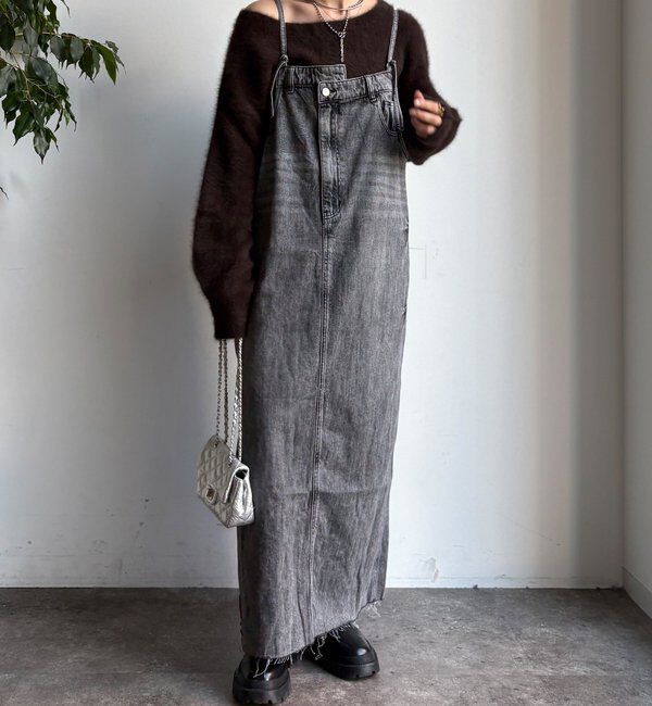  「裾フリンジデニムジャンスカ」|ワンピース|