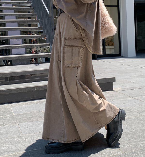  「綿リヨセルピグメント加工カーゴスカート」|スカート|