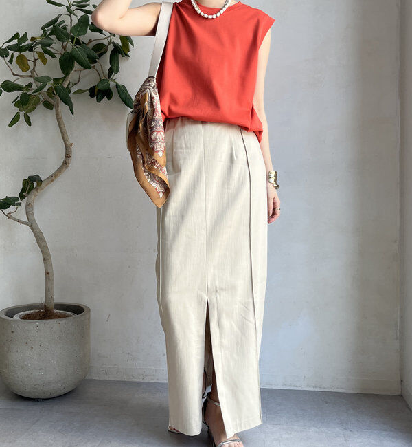  「【一部WEB限定カラー】リヨセルデニムボックスピンタックスカート」|スカート|