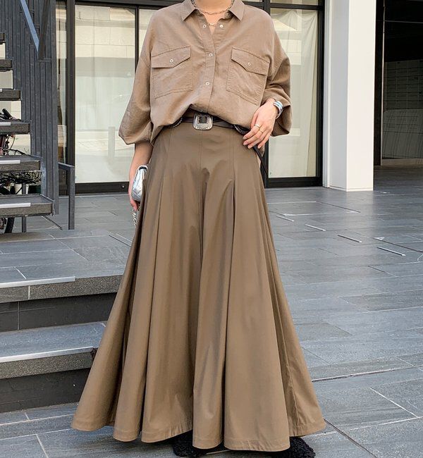  「ライトフェイクレザーフレアスカート」|スカート|