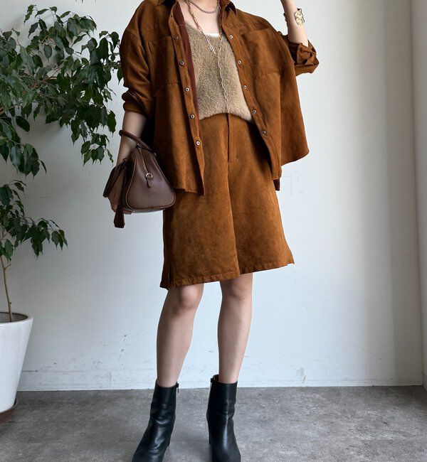  「【セットアップ対応】フェイクスエードショートパンツ」|チノ|