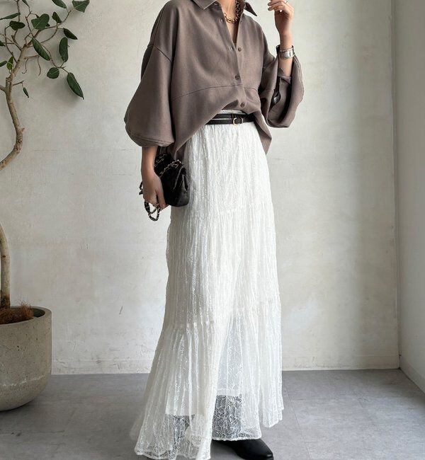  「【WEB限定】ウール調コクーンシャツ」|シャツ・ブラウス|