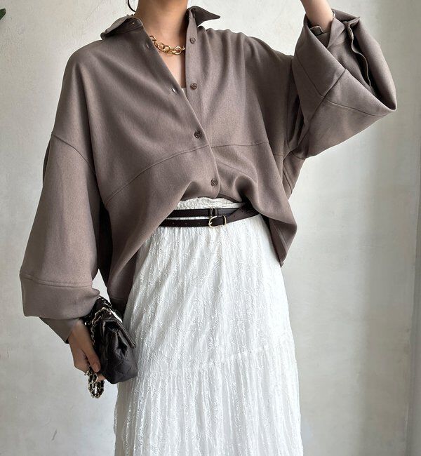  「【WEB限定】ウール調コクーンシャツ」|シャツ・ブラウス|