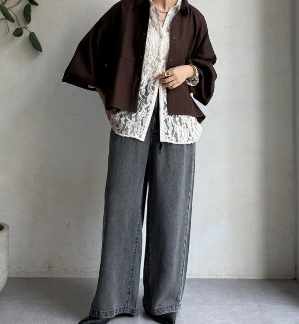  「【WEB限定】ウール調コクーンシャツ」|シャツ・ブラウス|