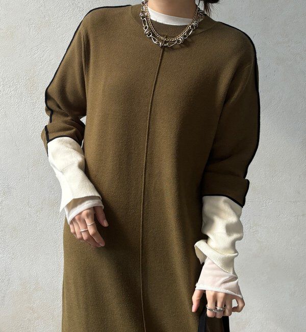  「【WEB限定】ラインデザインミラノリブワンピース」|ワンピース|