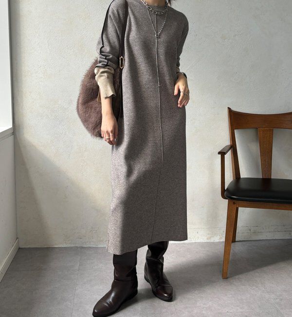  「【WEB限定】ラインデザインミラノリブワンピース」|ワンピース|