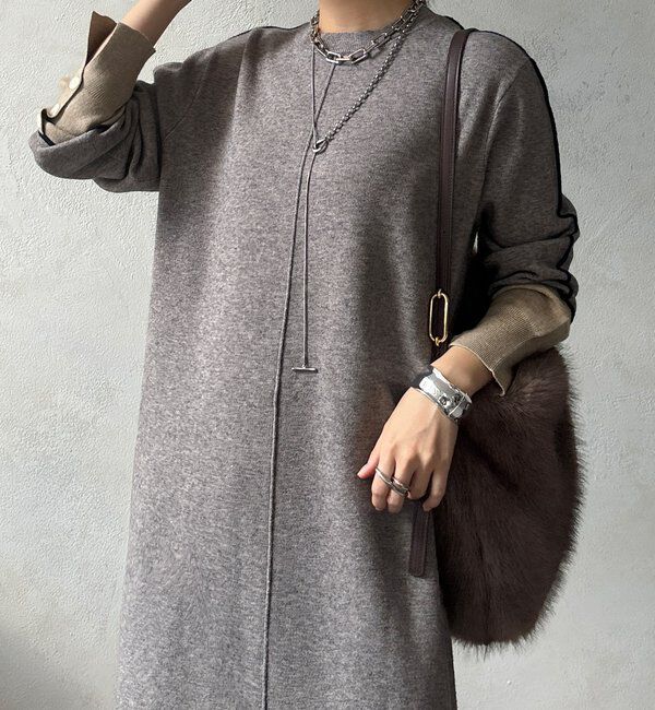  「【WEB限定】ラインデザインミラノリブワンピース」|ワンピース|