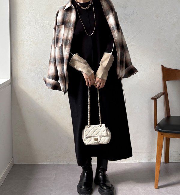  「【WEB限定】ラインデザインミラノリブワンピース」|ワンピース|