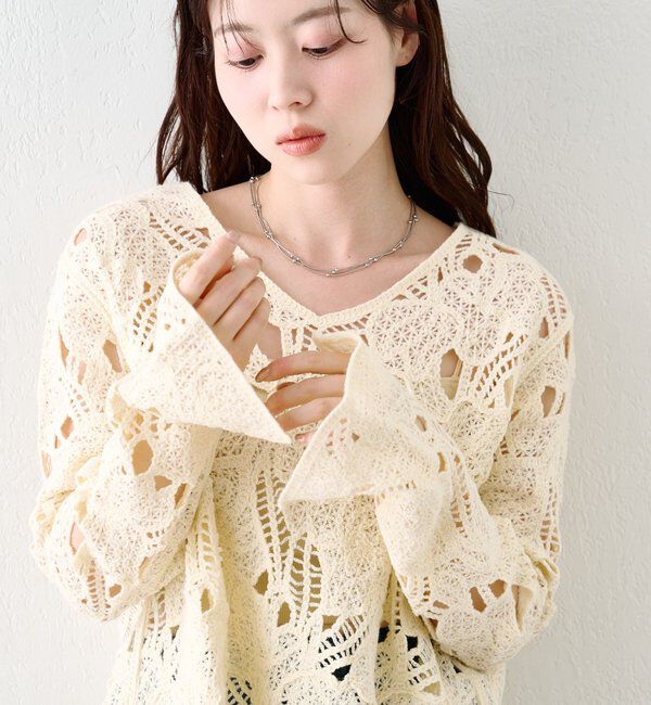  「透かしあみレースミニワンピース」|ワンピース|