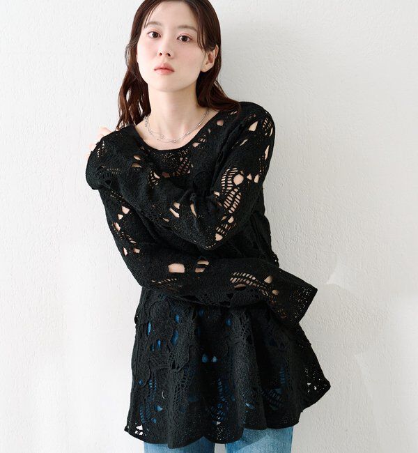  「透かしあみレースミニワンピース」|ワンピース|