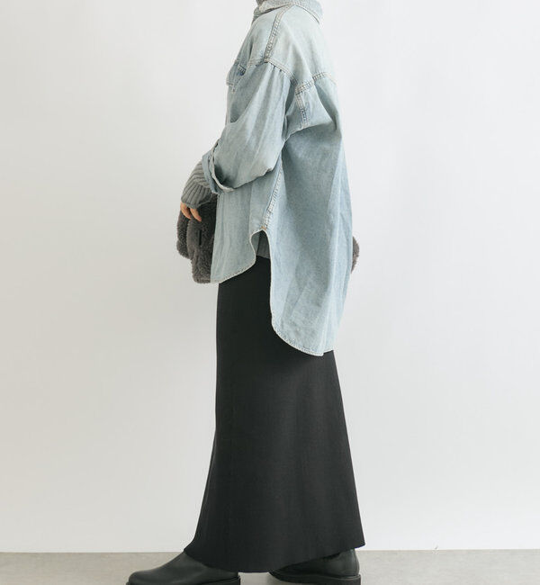  「【美シルエット】コットンリブニットスカート」|スカート|