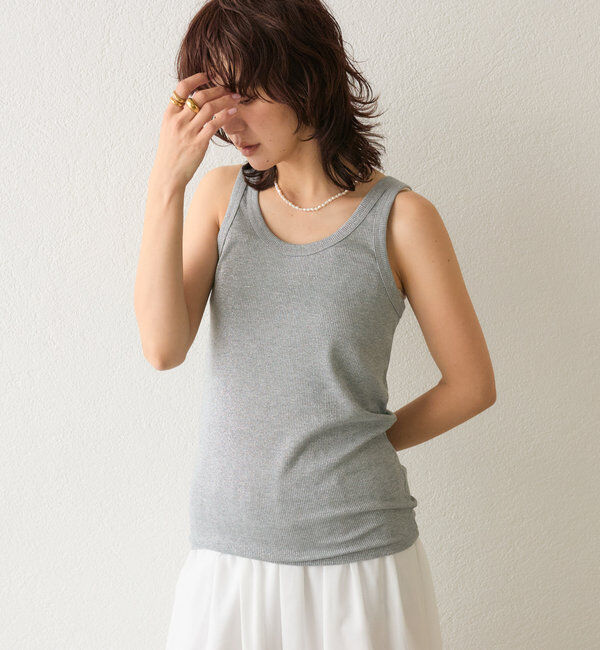  「【コーデのポイントに】ラメリブタンクトップ」|キャミソール|
