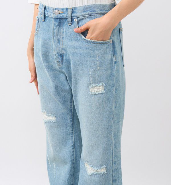  「【MONN.:.(モン)】セミフレアリペアデニム」|デニム|