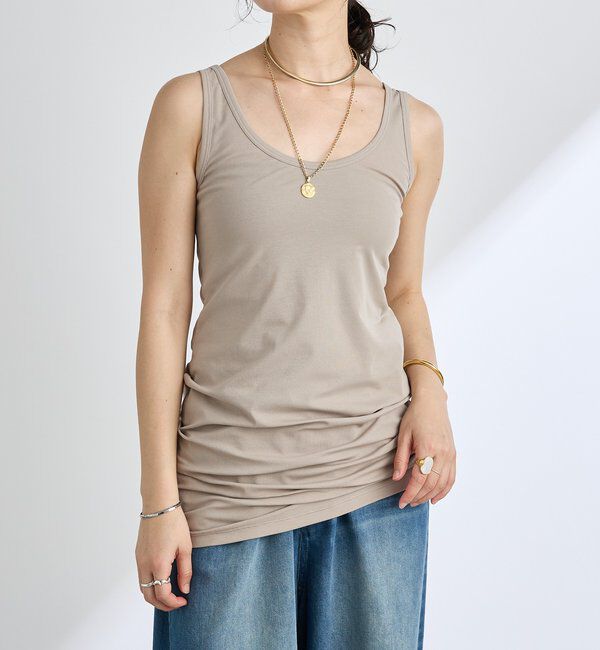  「MYSELFbyRD/LONG TANK SLIP」|キャミソール|ベージュ