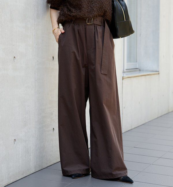  「【こなれ感抜群】ベルテッドワイドパンツ」|チノ|