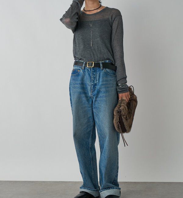  「【抜け感◎】シアーUネックニット」|ニット・セーター|