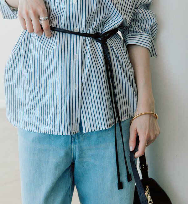  「【ウエストのアクセントに】レザーコードベルト」|ベルト|