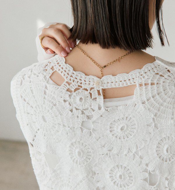  「【着映え】エンブロイダリーベスト」|ニット・セーター|