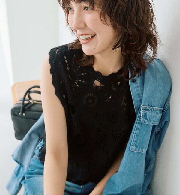  「【着映え】エンブロイダリーベスト」|ニット・セーター|