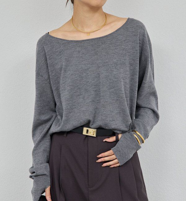  「【手洗い可】メリノウールニットプルオーバー」|ニット・セーター|グレー