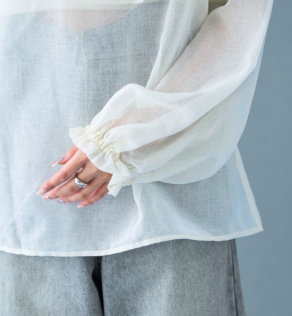  「シアーフリル長袖ブラウス」|シャツ・ブラウス|