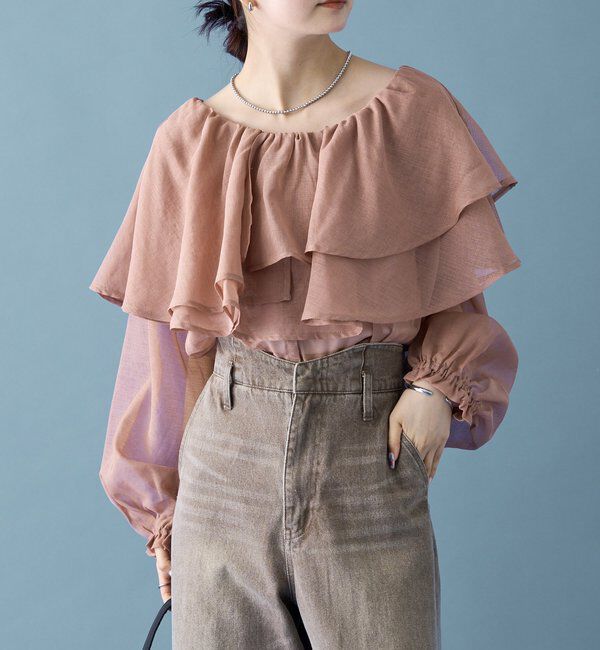  「シアーフリル長袖ブラウス」|シャツ・ブラウス|
