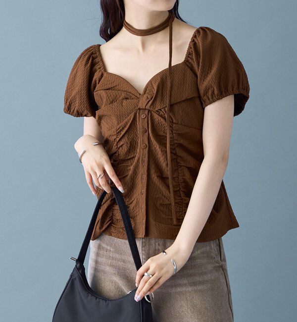  「パフビスチェ ブラウス」|シャツ・ブラウス|ブラウン