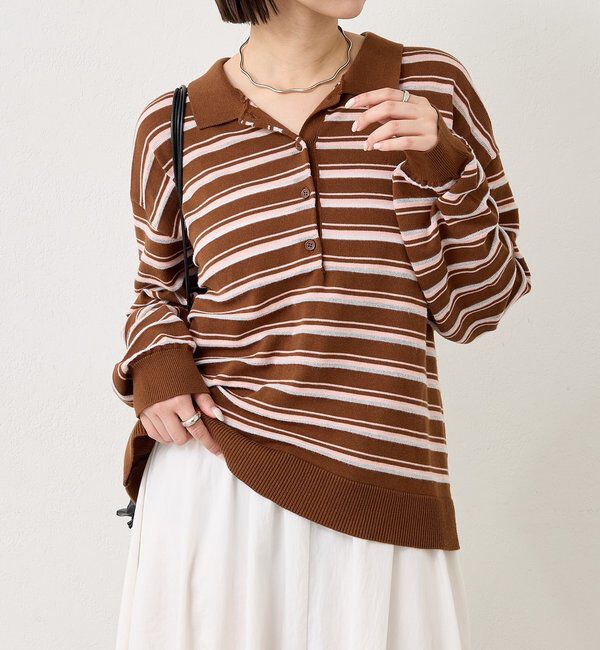  「マルチボーダーポロニット」|ニット・セーター|