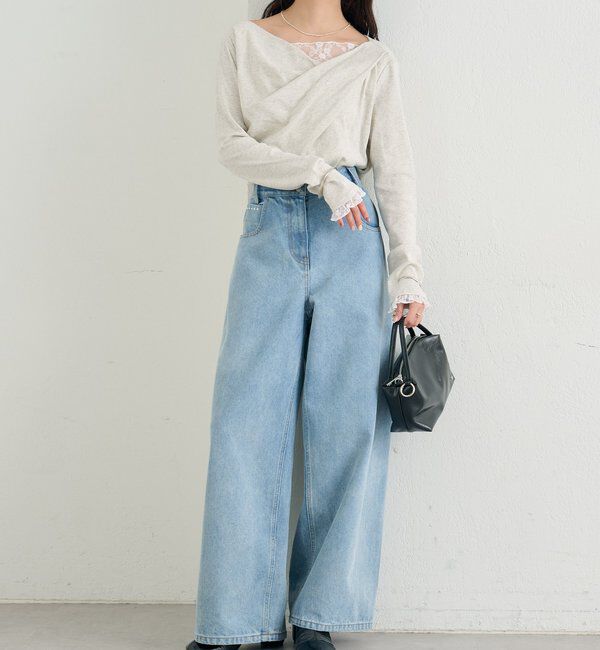  「レースドッキングオフショルロンT」|Tシャツ・カットソー|