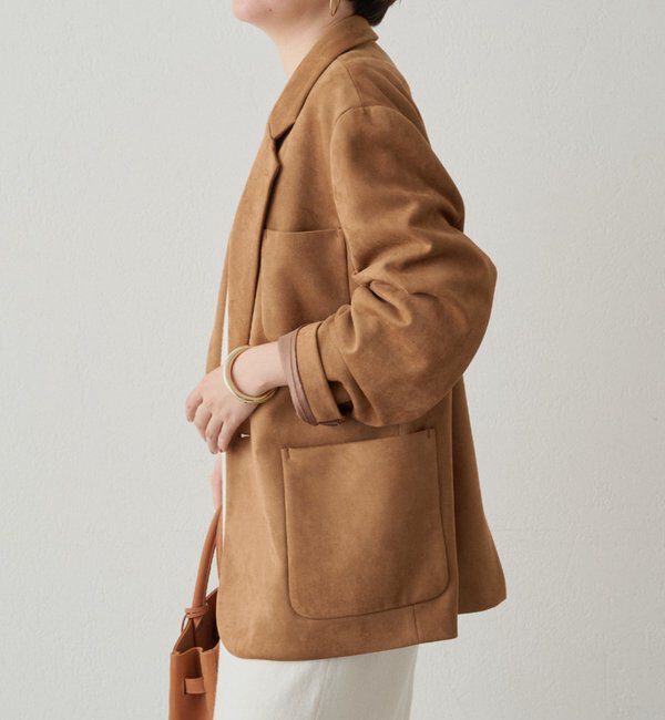  「フェイクスウェードジャケット」|ベスト・ジレ|キャメル
