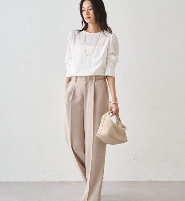  「【Atelier N5/アトリエヌメロサンク】ツイードセミワイドパンツ」|チノ|