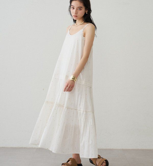  「【INDIA】刺繍ティアードキャミワンピース」|ワンピース|